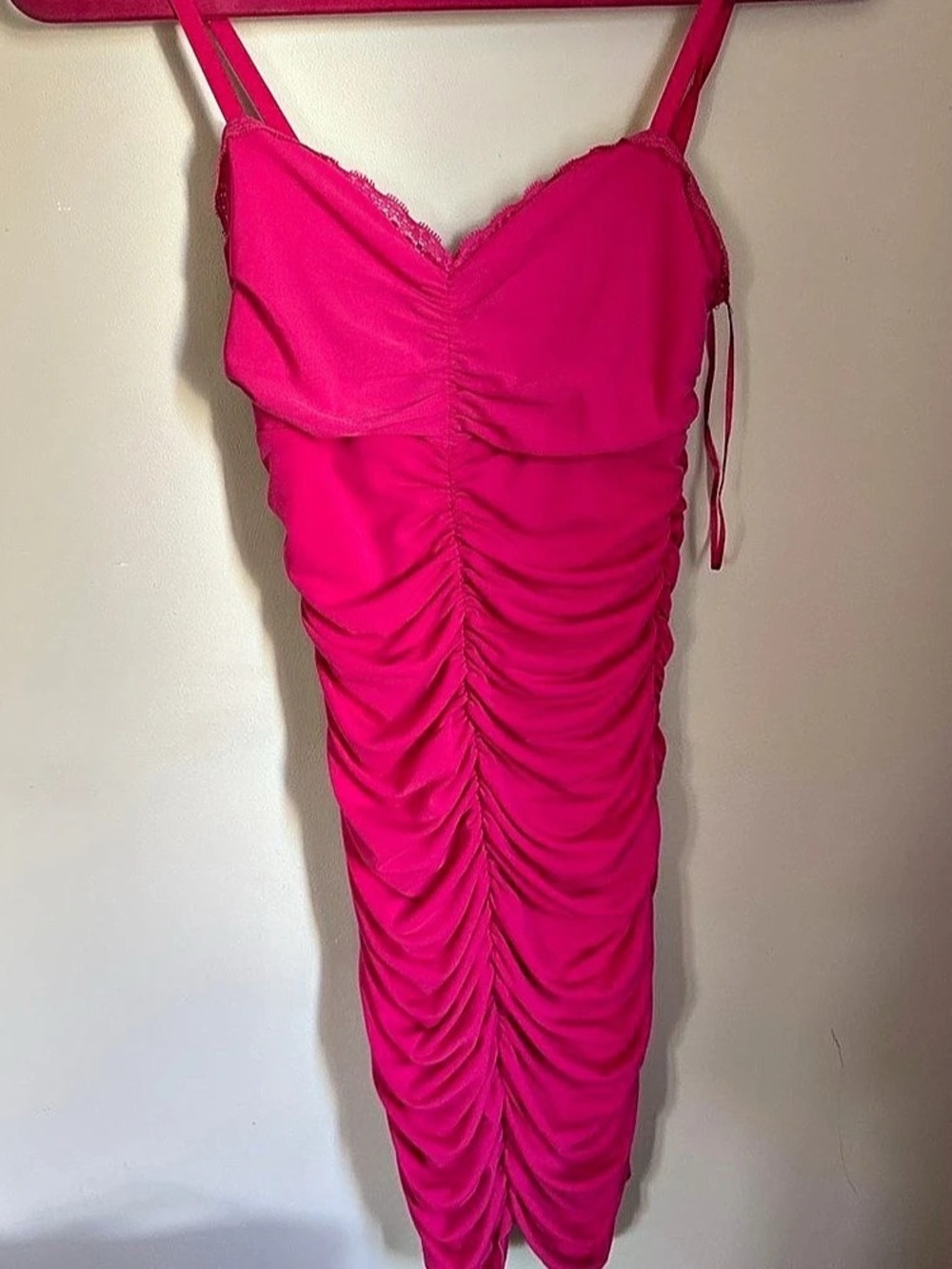 Guess Ruched Mini Dress in Hot Pink